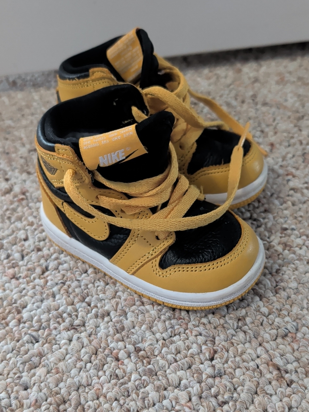 Nike Air Jordan Toddler Black and Yellow High-Top Sneakers